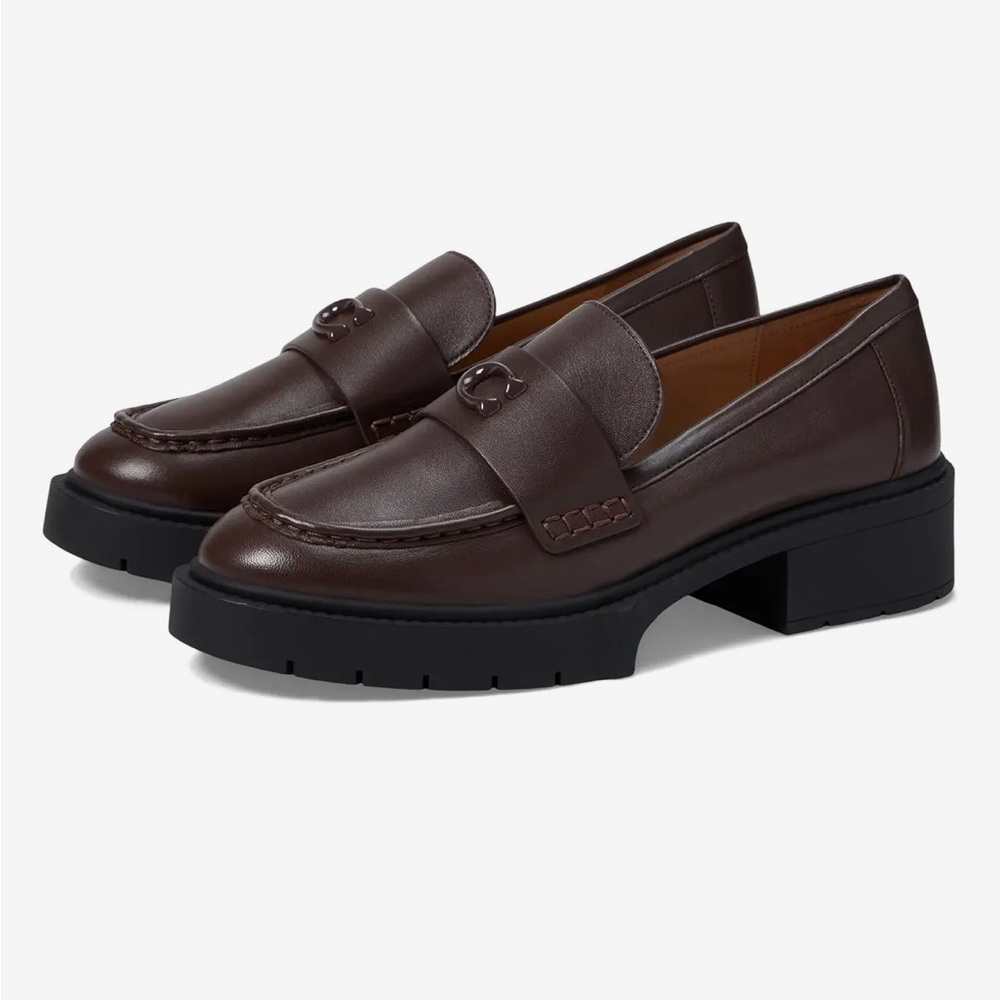 Coach Leah Leather Lug Sole Loafers